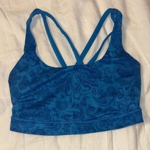 lululemon athletica Teal Paisley Strappy Sports Bralette